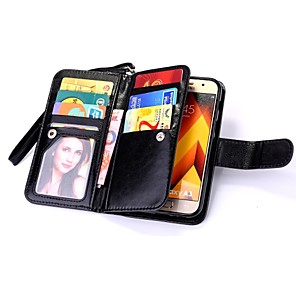 hoesje Voor Samsung Galaxy A5(2017) / A3(2017) Portemonnee / Kaarthouder / Flip Volledig hoesje Effen Hard aitoa nahkaa voor A3 (2017) / A5 (2017) / A7 (2017)